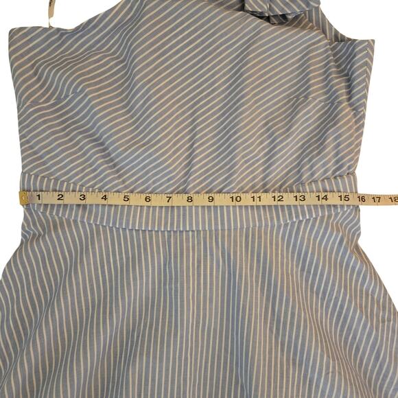 Calvin Klein Preppy Blue White Striped One Shoulder Bow Midi Dress 6 Romantic - Picture 13 of 16